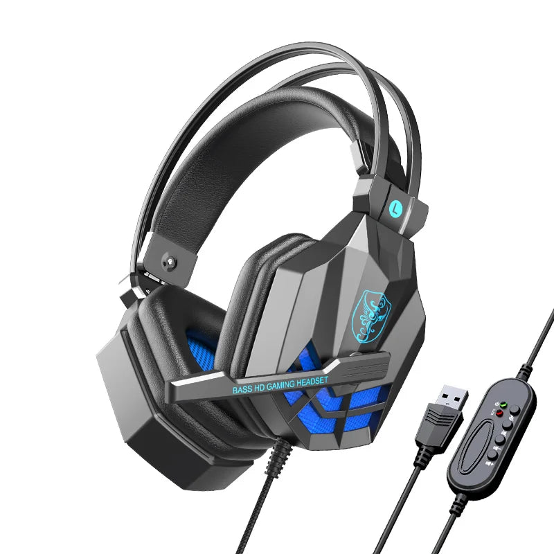 SY850 Wired Dynamic Stereo Headphone with Noise Cancelling Feature Gamer LED Gaming Headset with Mic for PC PS4 Xbox Switch