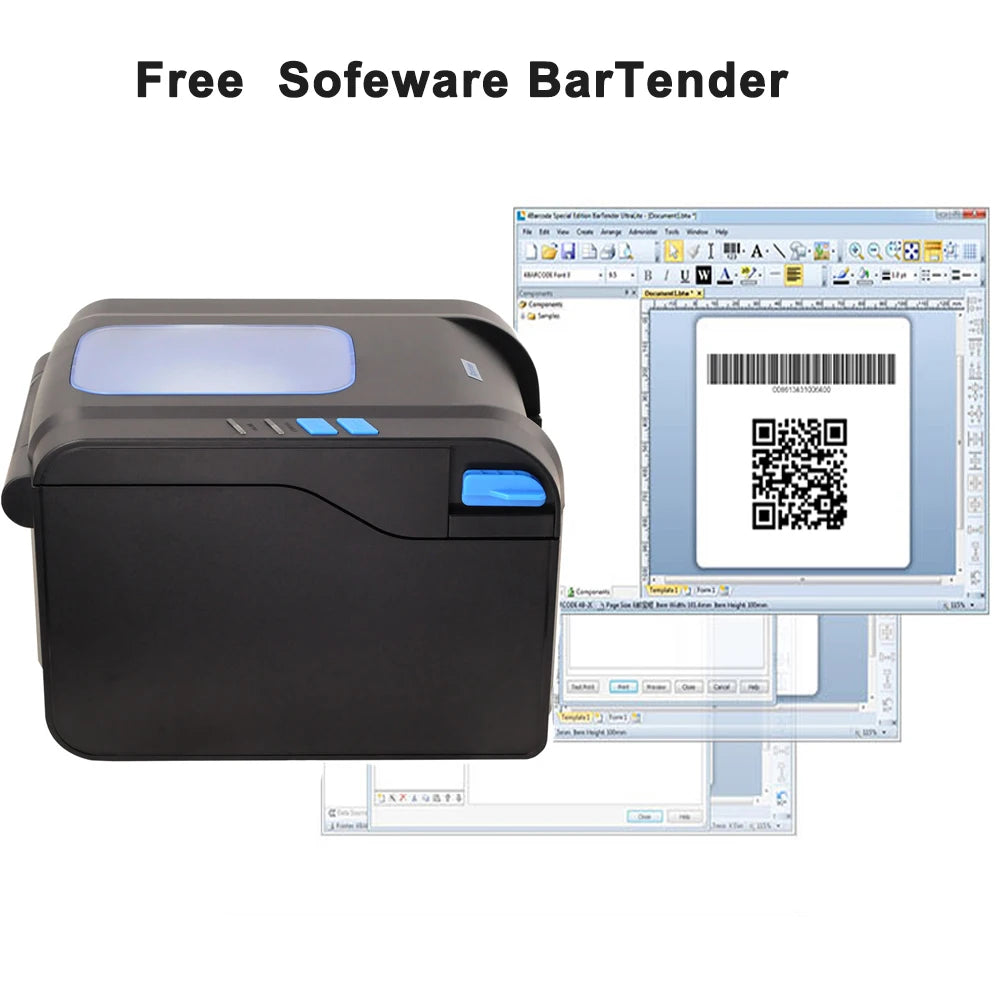 Xprinter 80mm Thermal Label Printer 127mm/s 2,3Inches USB Port for Windows/IOS/Android