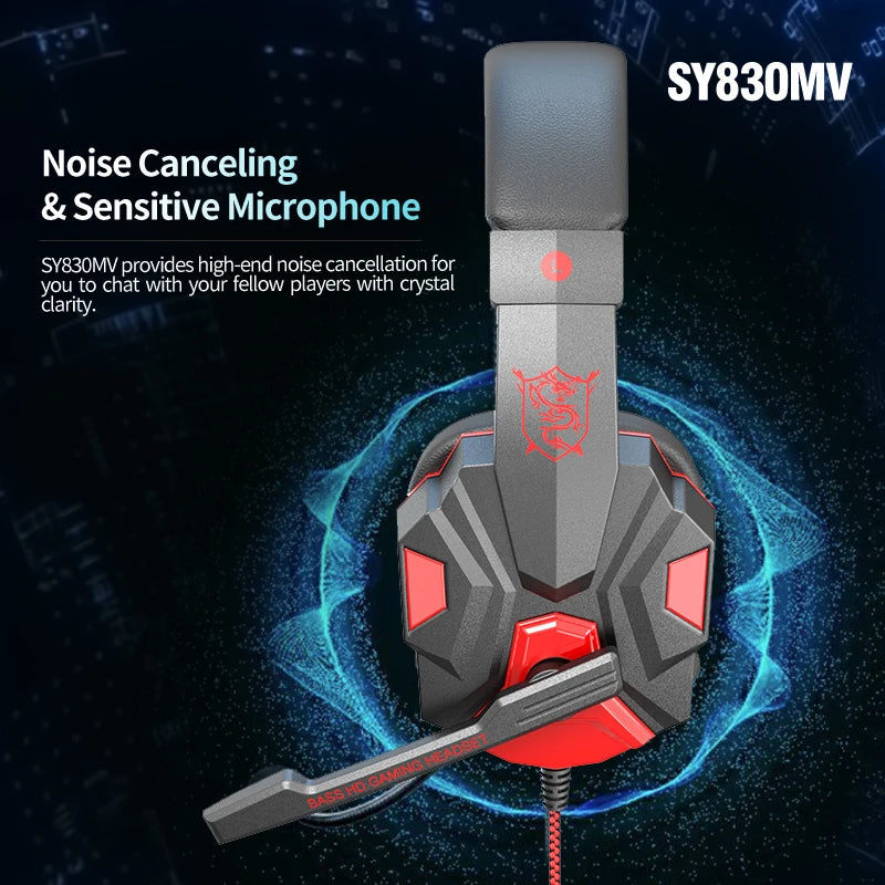 SY830mv Gaming Computer Headset with Mic High Quality Bass Sounds 3D Stereo Headphone for PC/PS4 Fone Auriculares Gamer Kulaklik