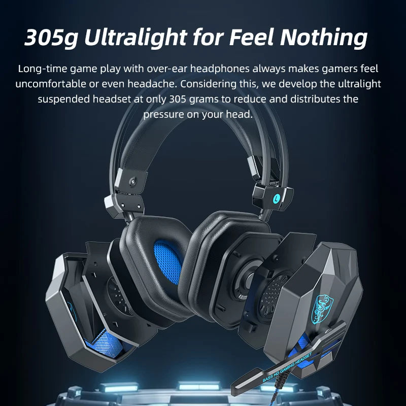 SY850 Wired Dynamic Stereo Headphone with Noise Cancelling Feature Gamer LED Gaming Headset with Mic for PC PS4 Xbox Switch