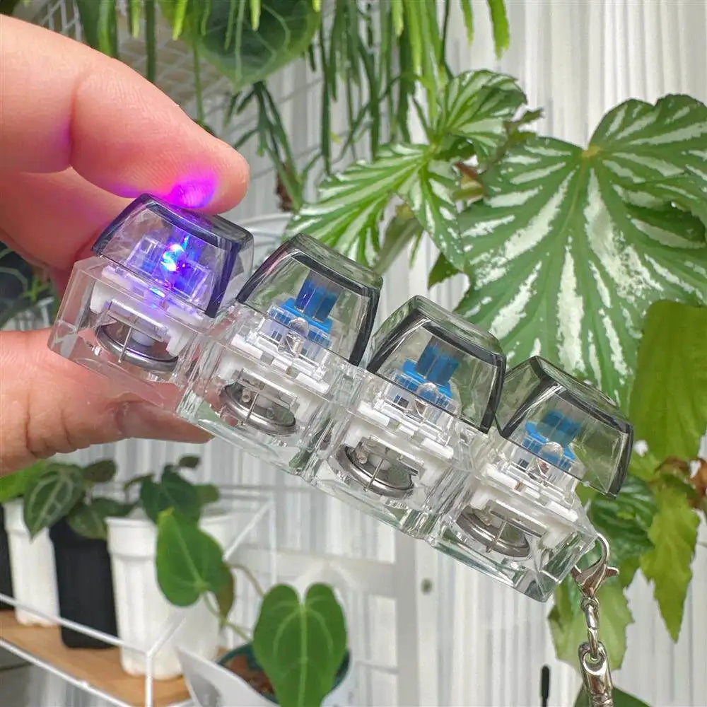 New Stress Anxiety Relief Keyboard Keychain Four Finger Button for Office Home Adults Kid Decompression Clicker Hot Gadget Gifts