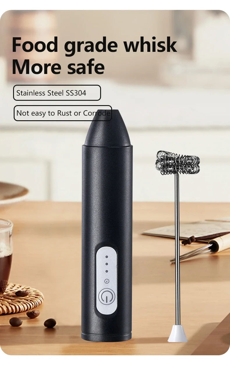 Wireless Electric Milk Frothers USB Recharge 3 Speeds Handheld Milk Foamer Mini Blender for Coffee Cappuccino Foam Maker Whisk