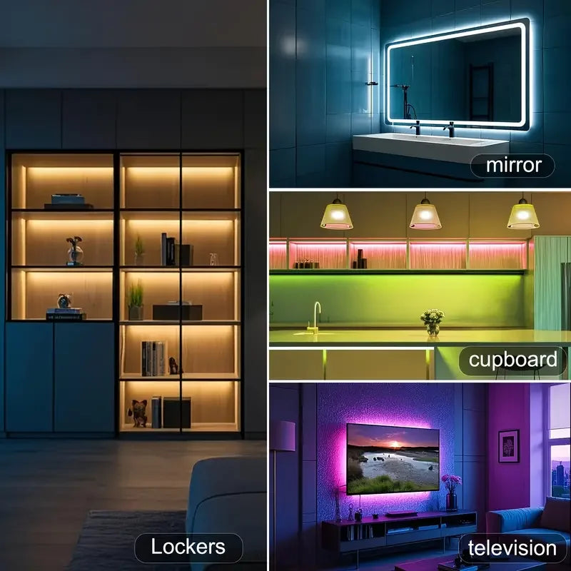 1-40m LED Strip Lights for Room Decoration, APP + 44-Key Remote Music Sync, 5V USB RGB Flexible Tape for TV Backlight