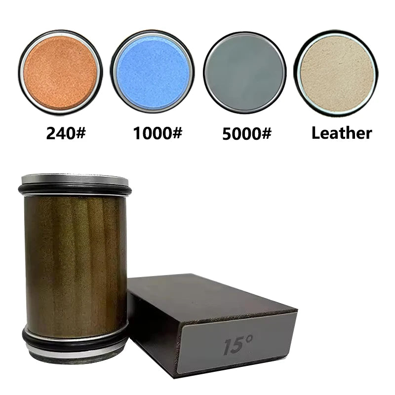 Rolling Knife Sharpener For Straight Edge Knife Sharpener Kit With 15/20° Degree Magnetic Angle For Kitchen Knives Whetstone Set