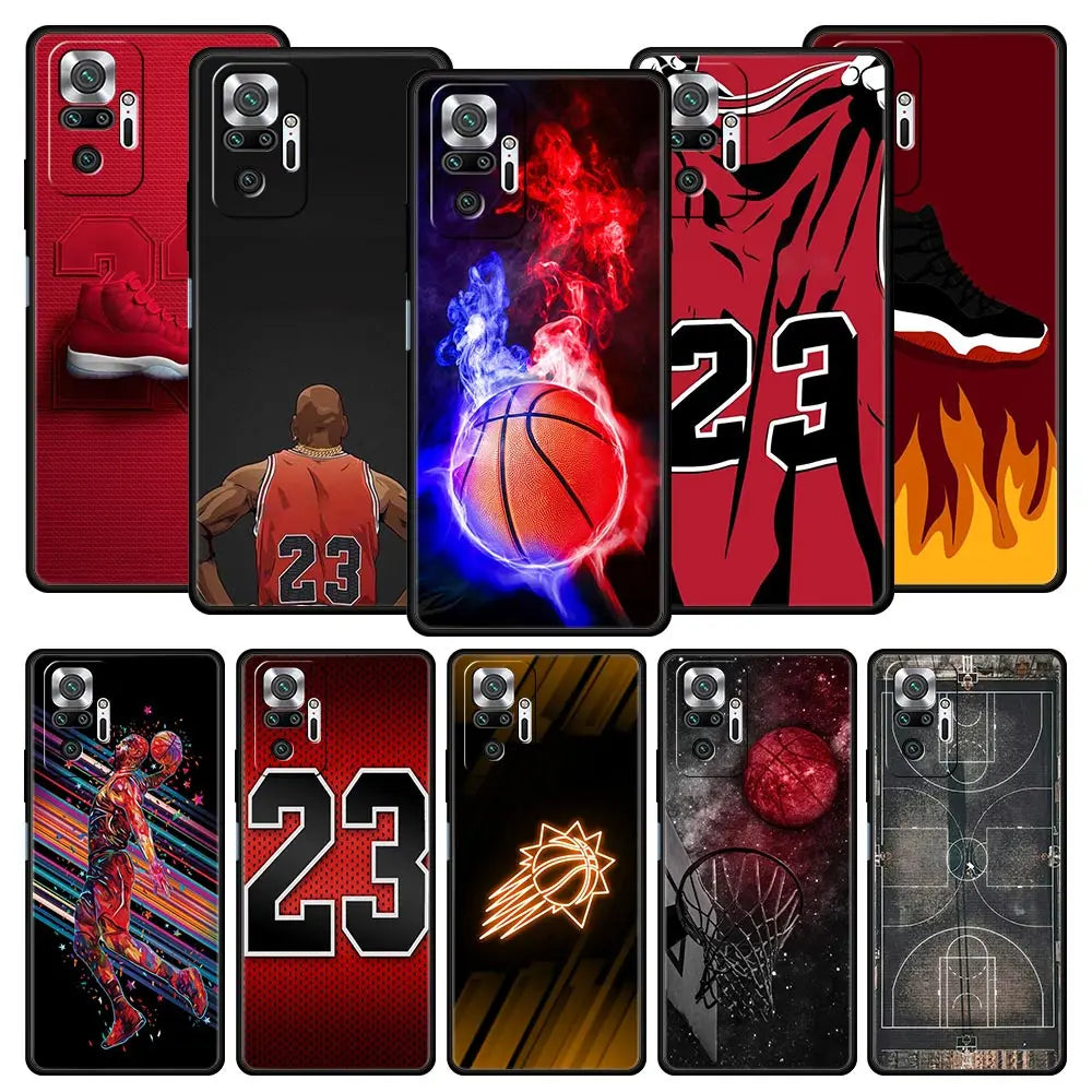 Basketball Basket Sports Phone Case For Xiaomi Redmi Note 14 13 5G 10 11 12 Pro Plus 4G 14C 13C 12C 10C Black Cover