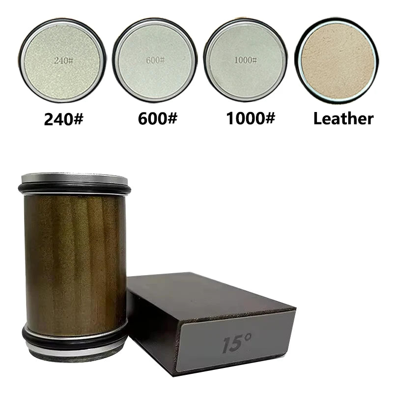 Rolling Knife Sharpener For Straight Edge Knife Sharpener Kit With 15/20° Degree Magnetic Angle For Kitchen Knives Whetstone Set