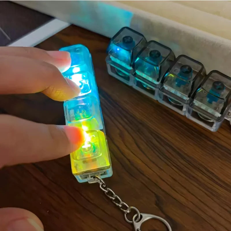 New Stress Anxiety Relief Keyboard Keychain Four Finger Button for Office Home Adults Kid Decompression Clicker Hot Gadget Gifts