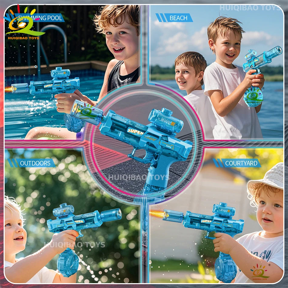 HUIQIBAO Electric Pulse Water Gun Simulated Flame Sensor Light Fully Automatic Fights Toy Water Pistol Outdoor Beach Toys Adult