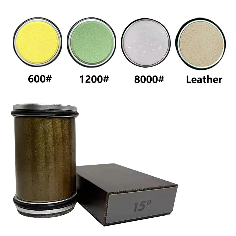 Rolling Knife Sharpener For Straight Edge Knife Sharpener Kit With 15/20° Degree Magnetic Angle For Kitchen Knives Whetstone Set