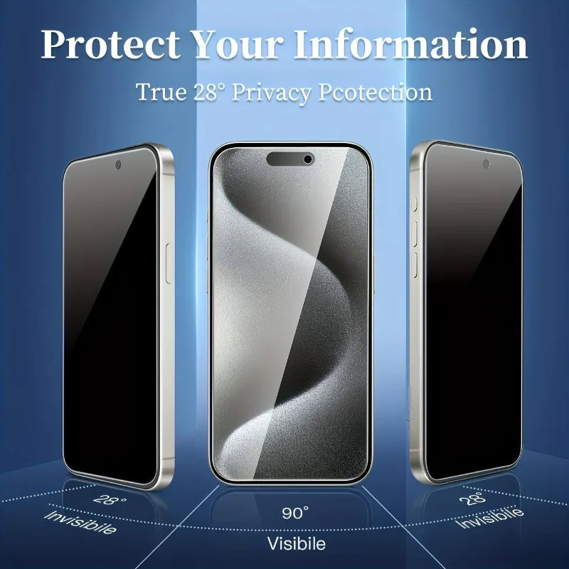 3Pcs Anti-Spy Tempered Glass Screen Protectors for iphone 17 16 15 14 13 12 11Pro Max 16 15 14Plus 13 12 Mini 11 Pro XR XS Glass