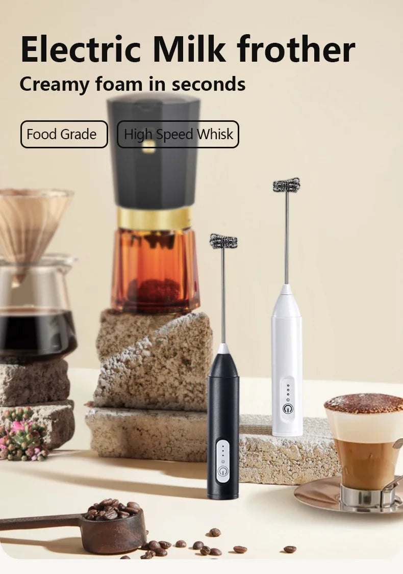 Wireless Electric Milk Frothers USB Recharge 3 Speeds Handheld Milk Foamer Mini Blender for Coffee Cappuccino Foam Maker Whisk