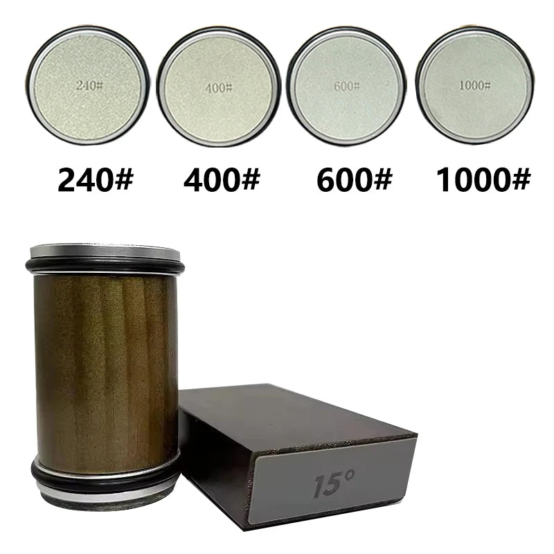 Rolling Knife Sharpener For Straight Edge Knife Sharpener Kit With 15/20° Degree Magnetic Angle For Kitchen Knives Whetstone Set